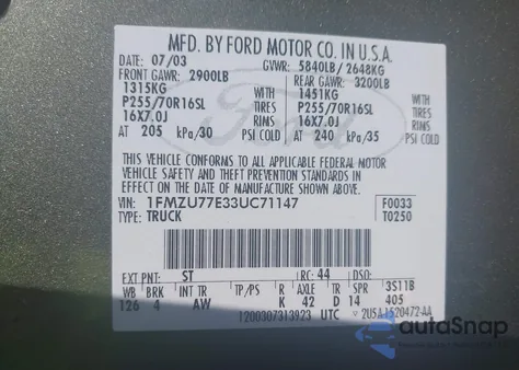 2003 Ford Explorer Sport Trac Xls/Xlt z USA, uszkodzony, nr VIN 1FMZU77E33UC71147